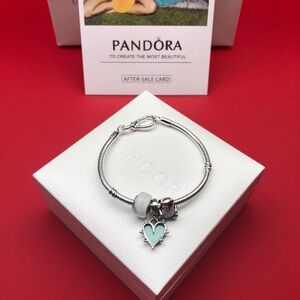 Pandora Silver Bracelet with Turquoise Heart Charm